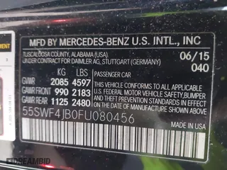 2015 Mercedes-Benz C-Class C 300 with VIN 55SWF4JB0FU080456, listed as a IAAI auction lot 41264441 with 139,584 mi miles. Bid and sale history available at carsss.com. Image 9.