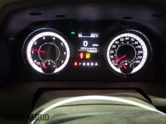 2019 Ram 1500 Big Horn z VIN 1C6RR7TT1KS614291, wystawiony jako Copart lot #43348675 z przebiegiem 74 566 mil mil oraz Szkoda całkowita • Salvage title. Historia ofert i sprzedaży dostępna na DreamBid. Obrazek 9.