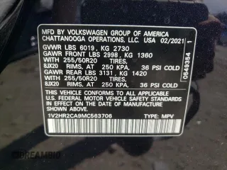 2021 Volkswagen Atlas SE с VIN 1V2HR2CA9MC563706, выставлен на аукционе Copart как лот 52491985 с пробегом 30 461 миль миль и Списание • Salvage title. История ставок и продаж доступна на DreamBid. Изображение 13.
