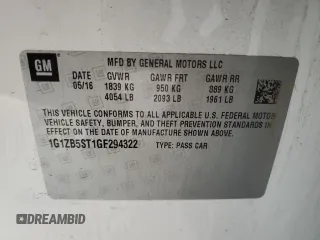 2016 Chevrolet Malibu LS with VIN 1G1ZB5ST1GF294322, listed as a Copart auction lot 55854375 with 203,748 mi miles and Clean Title. Bid and sale history available at DreamBid. Image 12.