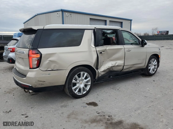 2021 Chevrolet Suburban High Country with VIN 1GNSKGKL9MR209684, listed as a Copart auction lot 87392294 with 95,513 mi miles and Salvage Title. Bid and sale history available at carsss.com. Image 3.