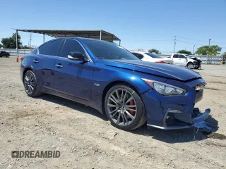 2019 Infiniti Q50 Red Sport 400 with VIN JN1FV7AP4KM761032, listed as a Copart auction lot 57807915 with 85,471 mi miles and Salvage title. Bid and sale history available at DreamBid. Image 4.