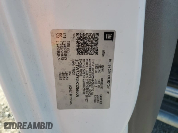 2019 GMC Savana Cargo z VIN 1GTW7AFG9K1256506, wystawiony jako Copart lot #83844804 z przebiegiem 93 502 mil mil oraz Szkody całkowita. Historia ofert i sprzedaży dostępna na DreamBid. Obrazek 14.