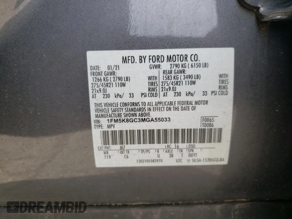2021 Ford Explorer ST z VIN 1FM5K8GC3MGA55033, wystawiony jako Copart lot #49859815 z przebiegiem Nie podano mil oraz Szkoda całkowita • Salvage title. Historia ofert i sprzedaży dostępna na DreamBid. Obrazek 13.