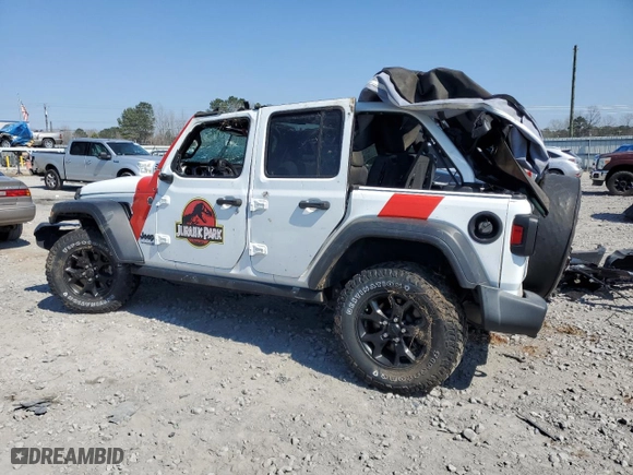 2021 Jeep Wrangler Unlimited Sport S with VIN 1C4HJXDN0MW599550, listed as a Copart auction lot 46909215 with 43,294 mi miles and Non Repairable. Bid and sale history available at carsss.com. Image 2.