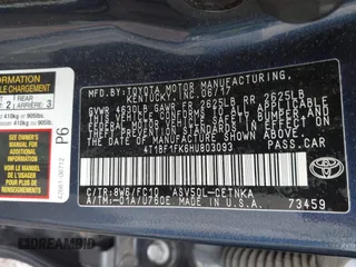 2017 Toyota Camry XLE with VIN 4T1BF1FK6HU803093, listed as a IAAI auction lot 42030986 with 134,883 mi miles. Bid and sale history available at carsss.com. Image 9.