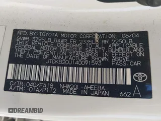 2004 Toyota Prius with VIN JTDKB20U140091593, listed as a IAAI auction lot 41822308 with 132,360 mi miles. Bid and sale history available at carsss.com. Image 9.