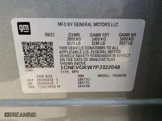 2023 Chevrolet Traverse LT Cloth with VIN 1GNEVGKW7PJ322048, listed as a Copart auction lot 43442654 with 9 mi miles and Non Repairable. Bid and sale history available at carsss.com. Image 13.