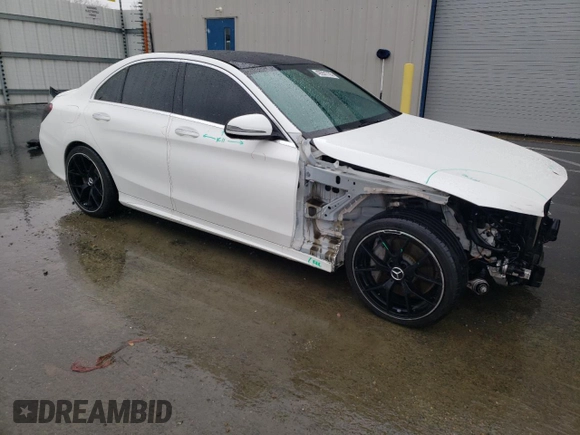 2017 Mercedes-Benz C 300 with VIN 55SWF4JB2HU234300, listed as a Copart auction lot 49301735 with 56,919 mi miles and Salvage Title. Bid and sale history available at DreamBid. Image 4.