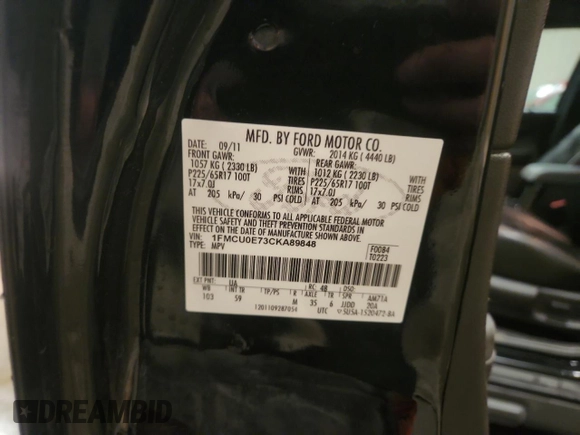 2012 Ford Escape Limited с VIN 1FMCU0E73CKA89848, выставлен на аукционе Copart как лот 61810835 с пробегом 129 182 миль миль и На запчасти • Non repairable. История ставок и продаж доступна на DreamBid. Изображение 12.