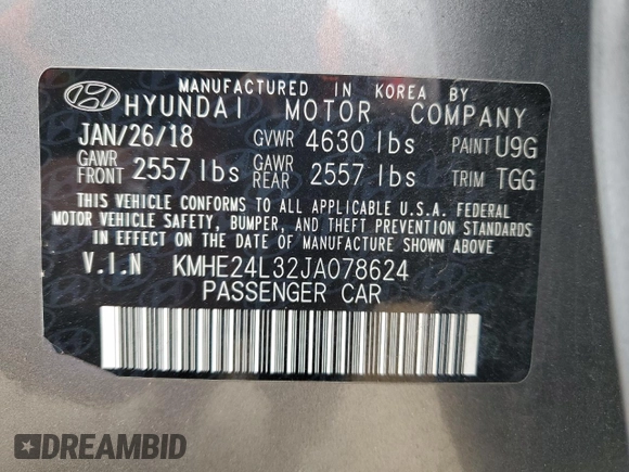 2018 Hyundai Sonata Hybrid SE with VIN KMHE24L32JA078624, listed as a Copart auction lot 49374195 with 73,295 mi miles and Salvage Title. Bid and sale history available at carsss.com. Image 12.
