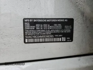 2021 BMW X6 M50i with VIN 5UXCY8C04M9D98395, listed as a Copart auction lot 85536134 with 57,891 mi miles and Salvage Title. Bid and sale history available at carsss.com. Image 15.