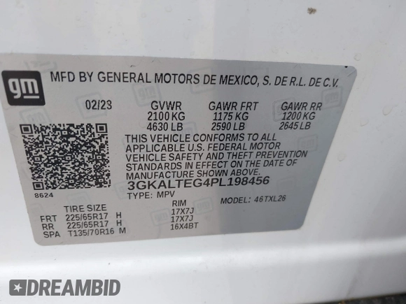 2023 GMC Terrain SLE with VIN 3GKALTEG4PL198456, listed as a IAAI auction lot 42522734 with 18,557 mi miles and . Bid and sale history available at DreamBid. Image 9.
