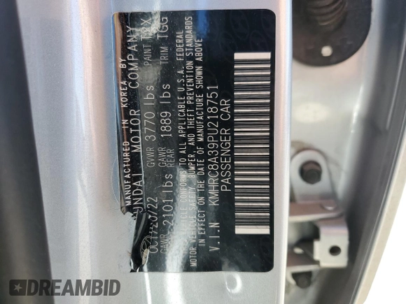 2023 Hyundai Venue Limited with VIN KMHRC8A39PU218751, listed as a Copart auction lot 49456515 with 48,891 mi miles and Salvage Title. Bid and sale history available at DreamBid. Image 12.