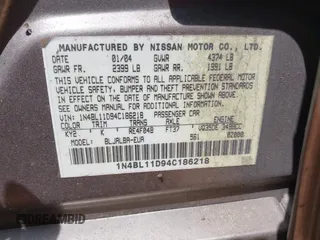 2004 Nissan Altima SE z VIN 1N4BL11D94C186218, wystawiony jako IAAI lot #42162920 z przebiegiem Nie podano mil oraz . Historia ofert i sprzedaży dostępna na DreamBid. Obrazek 9.