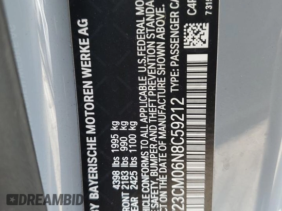 2022 BMW 2 Series 230i z VIN 3MW23CM06N8C59212, wystawiony jako Copart lot #59543875 z przebiegiem 43 097 mil mil oraz Szkoda całkowita • Salvage title. Historia ofert i sprzedaży dostępna na DreamBid. Obrazek 12.