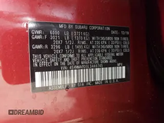 2020 Subaru Ascent Touring z VIN 4S4WMARD0L3440745, wystawiony jako Copart lot #51758035 z przebiegiem 51 687 mil mil oraz Szkoda całkowita • Salvage title. Historia ofert i sprzedaży dostępna na DreamBid. Obrazek 15.