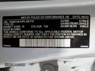2023 Polestar 2 z VIN YSMED3KA4PL126778, wystawiony jako Copart lot #55846165 z przebiegiem Nie podano mil oraz Szkody całkowita. Historia ofert i sprzedaży dostępna na DreamBid. Obrazek 12.
