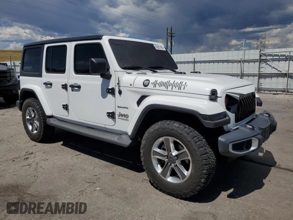 2020 Jeep Wrangler Unlimited Sahara with VIN 1C4HJXEN0LW161222, listed as a Copart auction lot 63681485 with 80,957 mi miles and Salvage title. Bid and sale history available at DreamBid. Image 4.