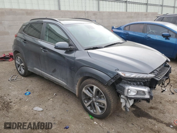 2021 Hyundai Kona Ultimate with VIN KM8K53A52MU656474, listed as a Copart auction lot 84827104 with 77,992 mi miles and Salvage Title. Bid and sale history available at carsss.com. Image 4.