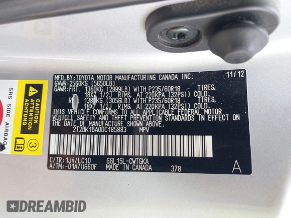 2013 Lexus RX 350 z VIN 2T2BK1BA0DC185883, wystawiony jako IAAI lot #42227199 z przebiegiem 120 538 mil mil oraz . Historia ofert i sprzedaży dostępna na DreamBid. Obrazek 9.