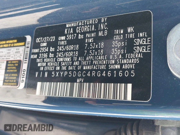 2024 Kia Telluride SX Prestige X-Line z VIN 5XYP5DGC4RG461605, wystawiony jako IAAI lot #41926195 z przebiegiem 13 811 mil mil oraz . Historia ofert i sprzedaży dostępna na DreamBid. Obrazek 9.