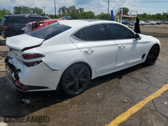 2023 Genesis G70 3.3T with VIN KMTG54TE9PU104764, listed as a Copart auction lot 66614024 with 36,983 mi miles and Salvage Title. Bid and sale history available at carsss.com. Image 3.