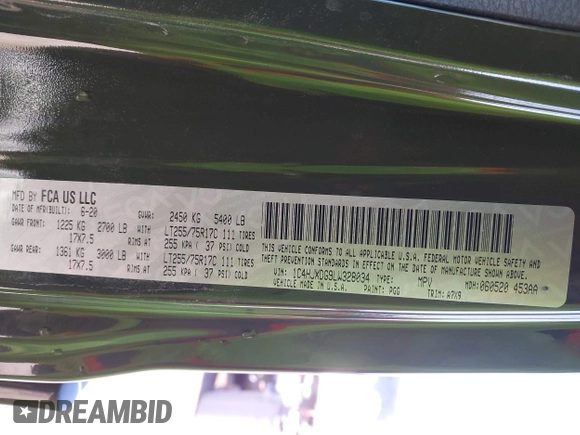 2020 Jeep Wrangler Unlimited Sport S с VIN 1C4HJXDG9LW328034, выставлен на аукционе IAAI как лот 41808054 с пробегом 48 781 миль миль и . История ставок и продаж доступна на DreamBid. Изображение 9.