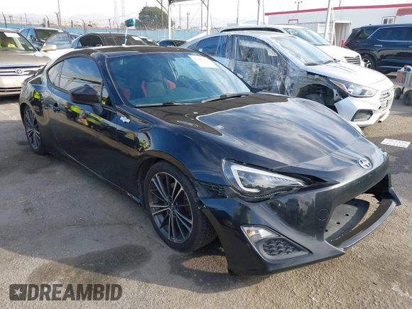 2013 Scion FR-S with VIN JF1ZNAA15D1722382, listed as a IAAI auction lot 41483974 with 108,427 mi miles. Bid and sale history available at carsss.com. Image 1.