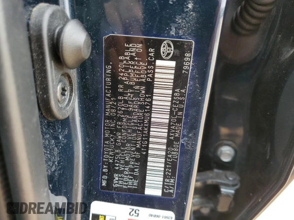 2021 Toyota Camry SE Nightshade with VIN 4T1G11AKXMU614761, listed as a Copart auction lot 48400705 with 115,395 mi miles and Salvage Title. Bid and sale history available at carsss.com. Image 14.