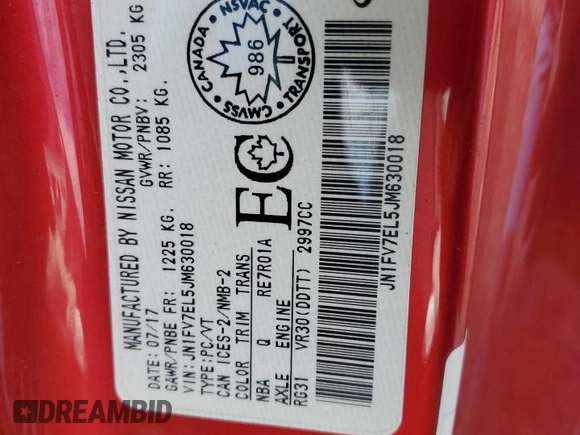 2018 Infiniti Q60 Red Sport 400 with VIN JN1FV7EL5JM630018, listed as a Copart auction lot 45684015 with 39,057 mi miles and Salvage Title. Bid and sale history available at DreamBid. Image 12.