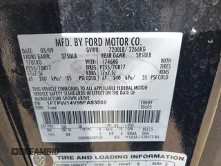 2009 Ford F-150 XL z VIN 1FTPW14V99FA93569, wystawiony jako IAAI lot #42137268 z przebiegiem 161 516 mil mil oraz . Historia ofert i sprzedaży dostępna na DreamBid. Obrazek 9.