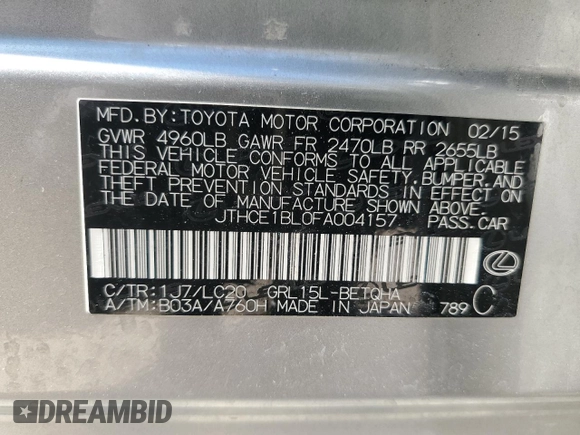 2015 Lexus GS 350 with VIN JTHCE1BL0FA004157, listed as a Copart auction lot 56541985 with 98,151 mi miles and Clean Title. Bid and sale history available at DreamBid. Image 13.
