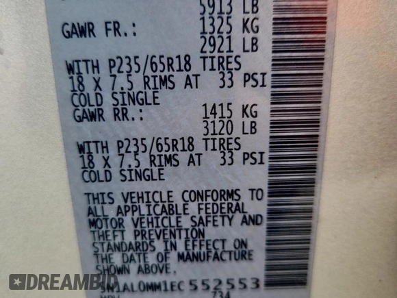2014 Infiniti QX60 with VIN 5N1AL0MM1EC552553, listed as a Copart auction lot 63285785 with 174,041 mi miles and Salvage title. Bid and sale history available at DreamBid. Image 14.