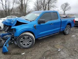 2021 Ford F-150 XL with VIN 1FTEX1CP2MKE10776, listed as a Copart auction lot 47098255 with 49,857 mi miles and Salvage title. Bid and sale history available at DreamBid. Image 1.
