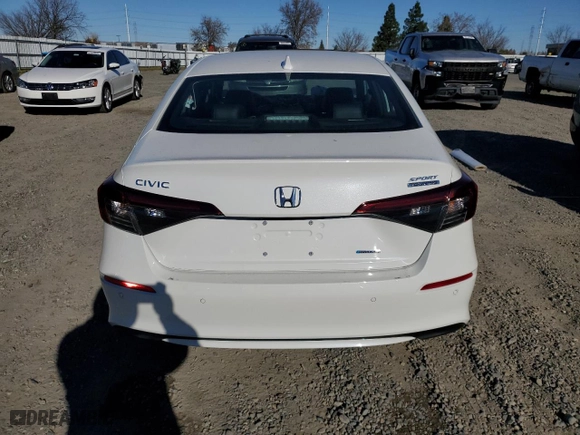2025 Honda Civic Sedan Hybrid Sport with VIN 2HGFE4F82SH323286, listed as a Copart auction lot 88698265 with 2 mi miles and Salvage Title. Bid and sale history available at carsss.com. Image 6.