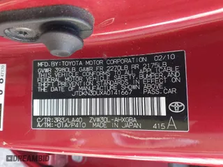 2010 Toyota Prius II with VIN JTDKN3DUXA0141667, listed as a IAAI auction lot 41753437 with 178,209 mi miles. Bid and sale history available at carsss.com. Image 9.