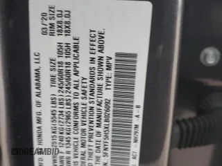 2020 Honda Pilot EX-L with VIN 5FNYF5H5XLB026092, listed as a Copart auction lot 48513935 with 69,540 mi miles and Salvage title. Bid and sale history available at DreamBid. Image 15.