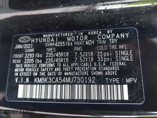 2021 Hyundai Kona Limited with VIN KM8K3CA54MU730192, listed as a IAAI auction lot 41102025 with 77,885 mi miles. Bid and sale history available at carsss.com. Image 9.