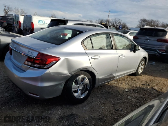 2013 Honda Civic LX с VIN 19XFB2F56DE015280, выставлен на аукционе Copart как лот 79644193 с пробегом 57 161 миль миль и Списание • Salvage title. История ставок и продаж доступна на DreamBid. Изображение 3.