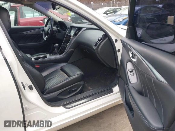 2016 Infiniti Q50 3.0t Red Sport 400 with VIN JN1FV7AR5GM450606, listed as a IAAI auction lot 41614906 with 108,187 mi miles. Bid and sale history available at carsss.com. Image 5.