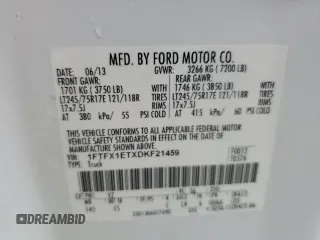 2013 Ford F-150 XL z VIN 1FTFX1ETXDKF21459, wystawiony jako Copart lot #61269655 z przebiegiem 93 679 mil mil oraz Szkoda całkowita • Salvage title. Historia ofert i sprzedaży dostępna na DreamBid. Obrazek 12.