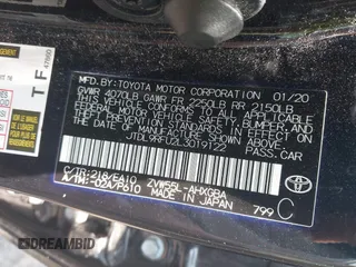 2020 Toyota Prius LE with VIN JTDL9RFU2L3019122, listed as a IAAI auction lot 42474961 with 52,248 mi miles and . Bid and sale history available at DreamBid. Image 9.