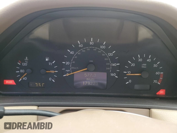 2001 Mercedes-Benz E-Class with VIN WDBJH65J01B292156, listed as a Copart auction lot 49556935 with 179,223 mi miles and Salvage Title. Bid and sale history available at carsss.com. Image 9.