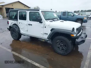 2024 Jeep Wrangler Sport z VIN 1C4PJXDN2RW361556, wystawiony jako IAAI lot #41815193 z przebiegiem 8 603 mil mil oraz . Historia ofert i sprzedaży dostępna na DreamBid. Obrazek 1.