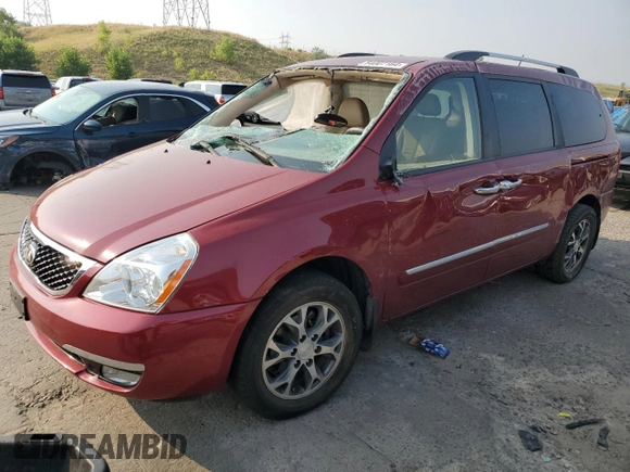 2014 Kia Sedona EX with VIN KNDMH4C74E6579346, listed as a Copart auction lot 64007164 with 0 mi miles and Salvage Title. Bid and sale history available at carsss.com. Image 1.