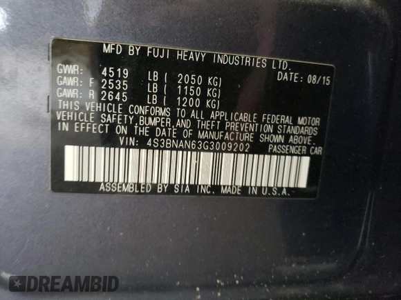 2016 Subaru Legacy 2.5i Limited with VIN 4S3BNAN63G3009202, listed as a Copart auction lot 65893883 with 118,358 mi miles. Bid and sale history available at carsss.com. Image 12.