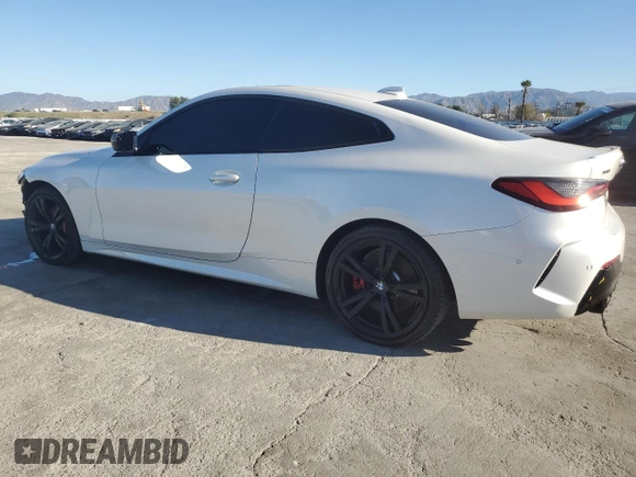 2021 BMW 4 Series M440i xDrive with VIN WBA13AR09MCF51598, listed as a Copart auction lot 46141215 with 23,076 mi miles and Salvage Title. Bid and sale history available at DreamBid. Image 2.