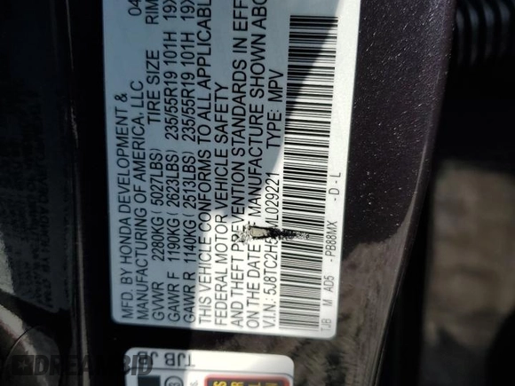 2021 Acura RDX w/Technology Package with VIN 5J8TC2H58ML029221, listed as a Copart auction lot 58060183 with 44,338 mi miles. Bid and sale history available at carsss.com. Image 15.