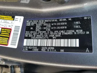 2021 Toyota Highlander L with VIN 5TDCZRAH4MS534715, listed as a Copart auction lot 56737705 with 53,541 mi miles and Salvage title. Bid and sale history available at DreamBid. Image 13.